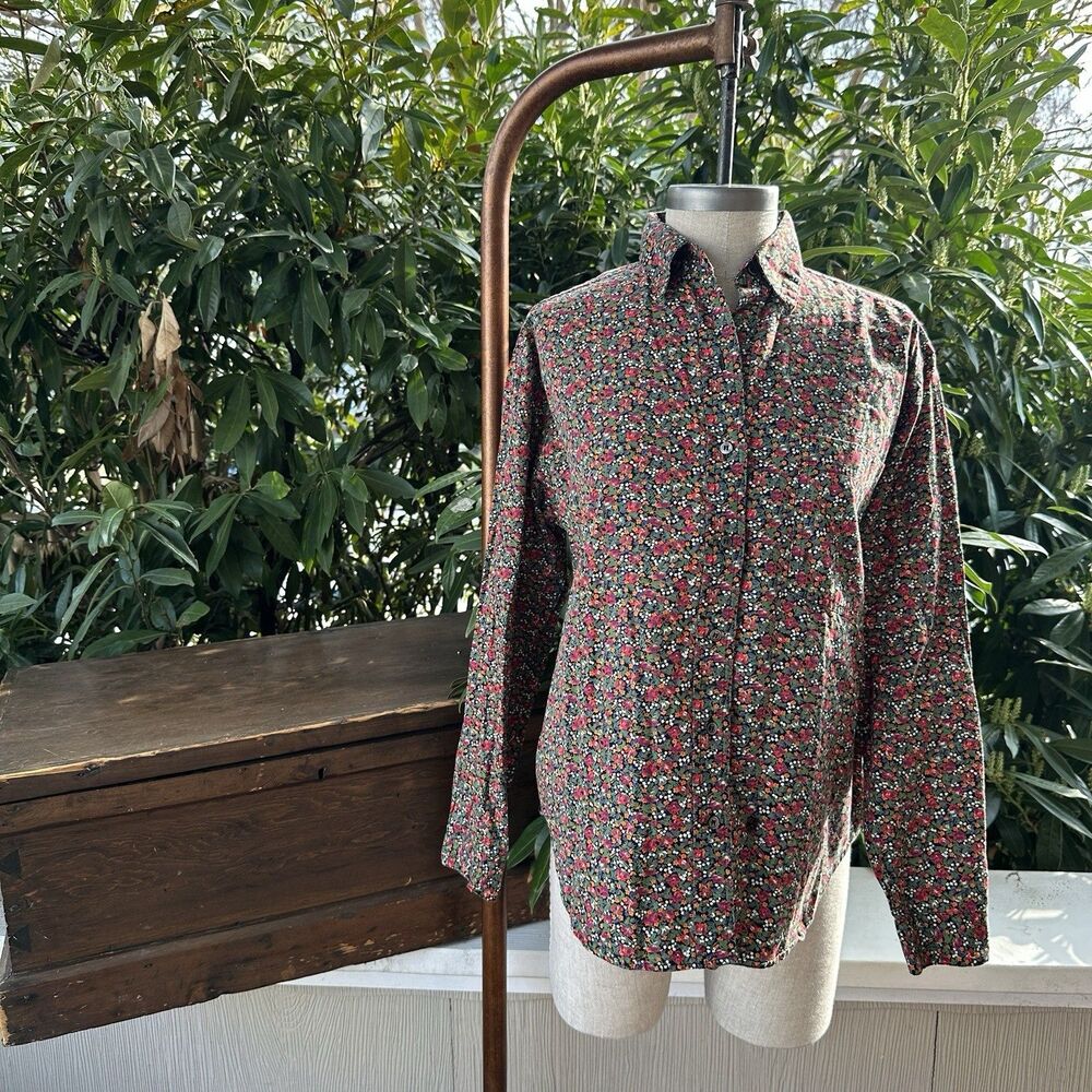 Vintage GAP Floral Button Up Shirt Cottagecore Dark Academia Retro Blouse Sz S